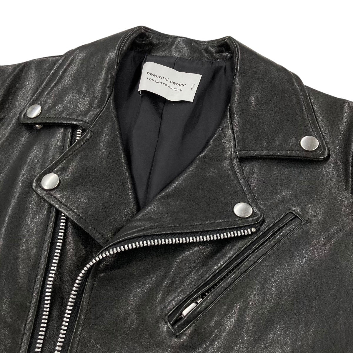 beautiful people×UNITED ARROWS vintage leather riders jacketダブルライダースジャケット1065402401  1065402401 ブラック サイズ 150｜【公式】カインドオルオンライン ブランド古着・中古通販【kindal】