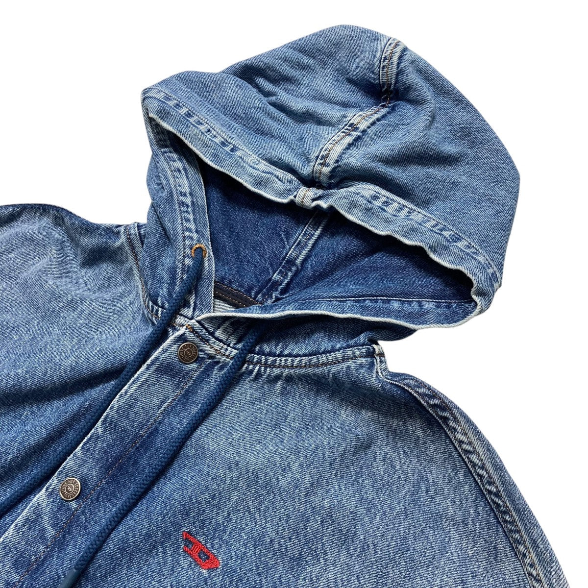 90sDIESELハードウォッシュブリーチデニムパーカー vintage y2k オーバーサイズヴィンテージウォッシュ2WAYデニムパーカー