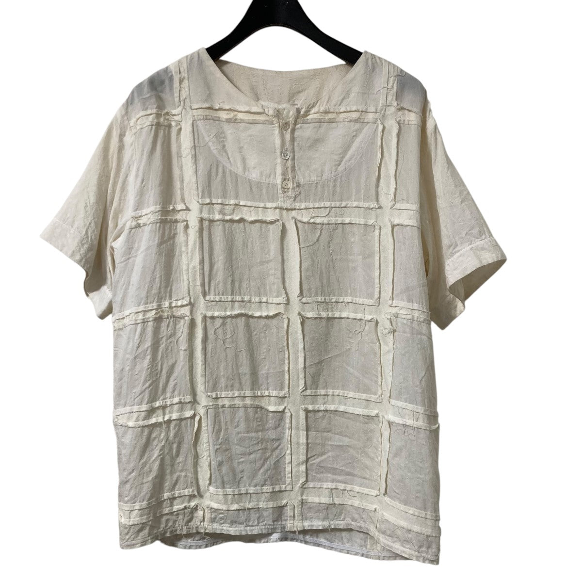 Nobuyuki Matsui Framed henry neck shirtsコットンシルクシャツ 古着・中古-1枚目のアイテム画像