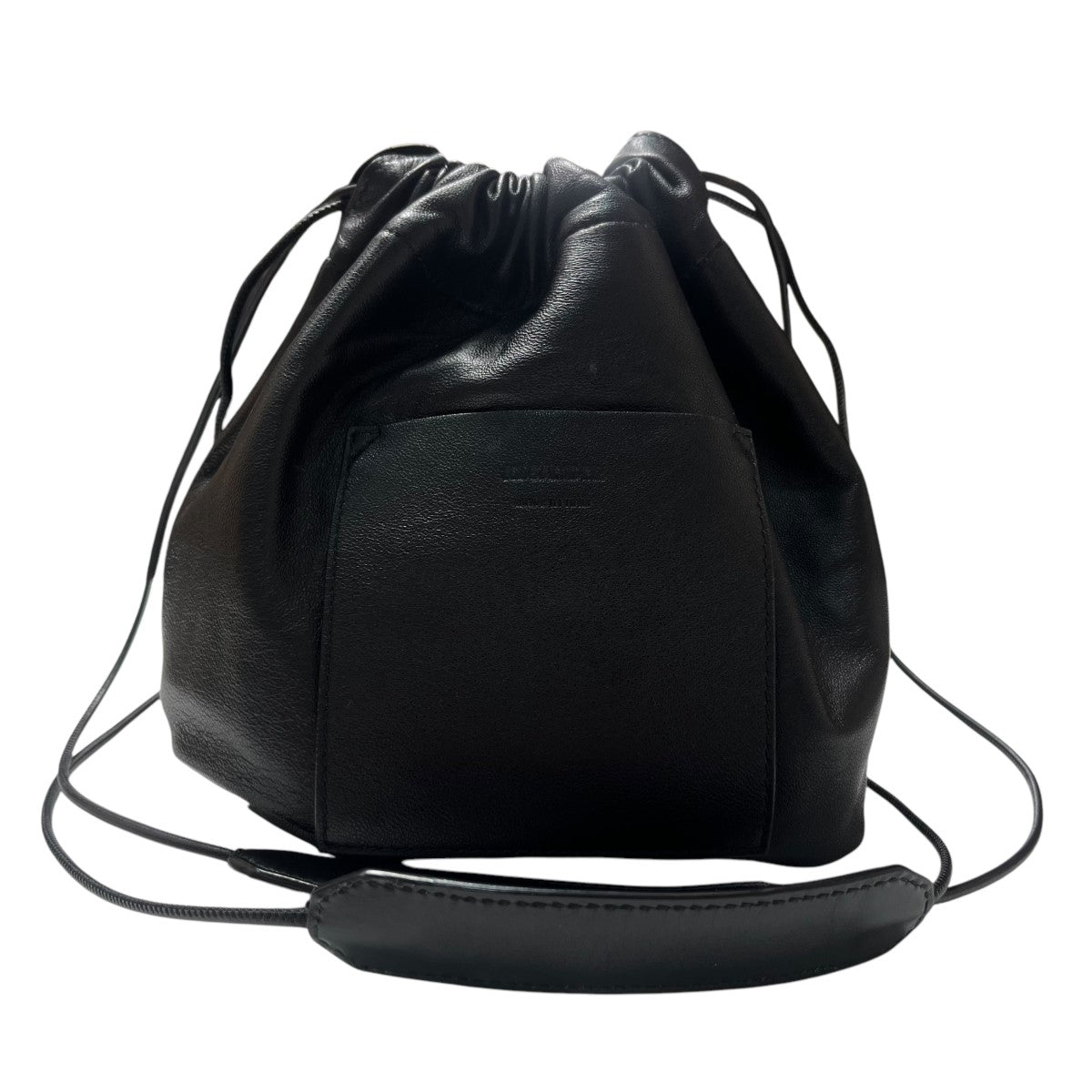 JIL SANDER ブラックレザーリバーシブル巾着バッグ JIL SANDER(ジルサンダー) リバーシブル巾着ショルダーバッグ