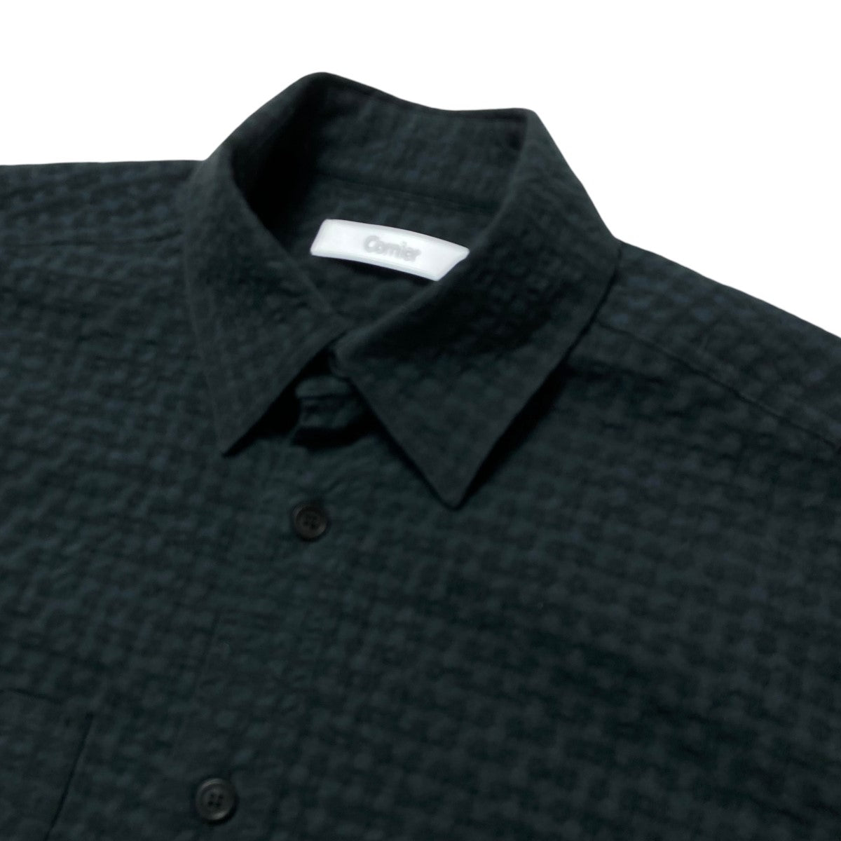 Cornier 24AW Super130'sウールコットン チェックシャツ Super130's WOOL/COTTON SHRINK GACHA-POKE SHIRTS｜NAVY CHECK