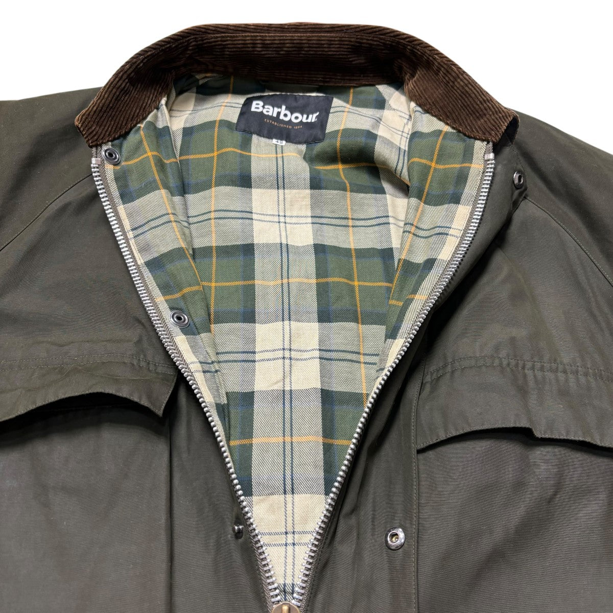古着 80-90s 英国製 Barbour ガンパッチ ノーカラー