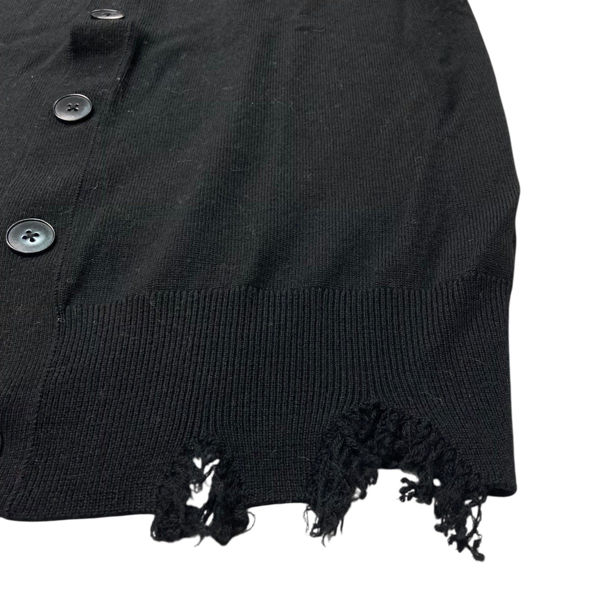 【美品】LOEFF ロエフ フリンジ Vネック カーディガン チャコール LOEFF（ロエフ） カーディガン 「LOEFF」ダメージ Vネック