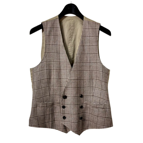 【新品】LARDINIラルディーニExclusve・ジレベスト・千鳥格子・46 LARDINI ウールリネン千鳥格子チェックベストVE509 VE509 ベージュ