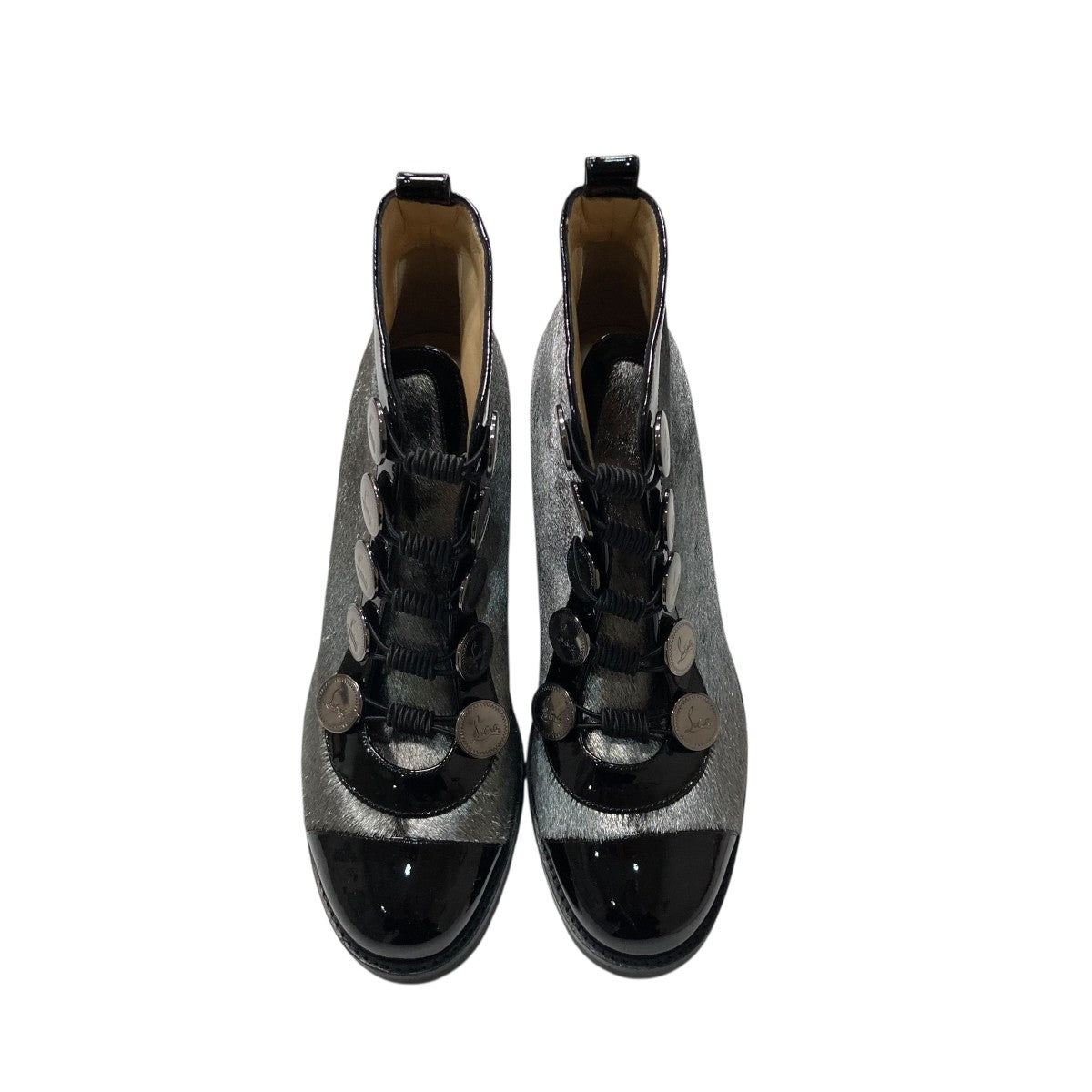 Christian Louboutin ハラコ調素材エナメルレザーショートブーツ 古着・中古-3枚目のアイテム画像