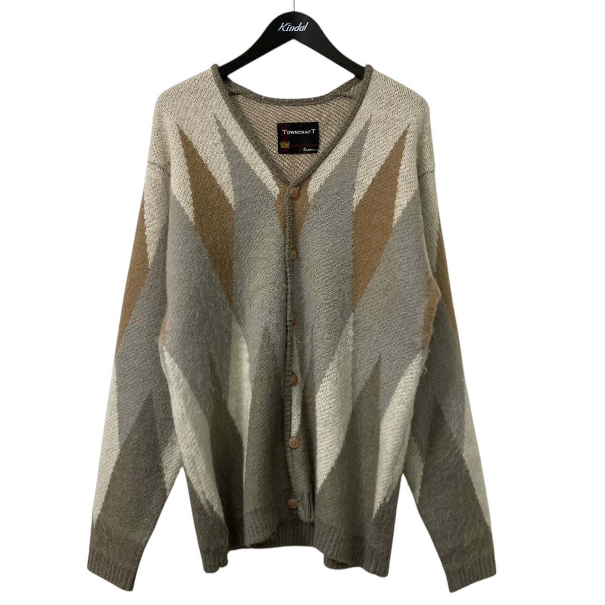 TOWN CRAFT ARGYLE JACQUARD 70S CARDIGANニットカーディガン 古着・中古-1枚目のアイテム画像