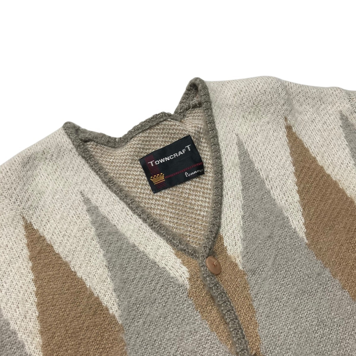 TOWN CRAFT ARGYLE JACQUARD 70S CARDIGANニットカーディガン 古着・中古-3枚目のアイテム画像