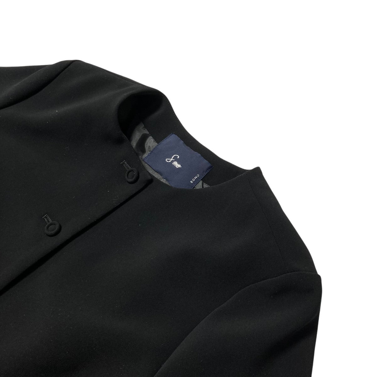 sono ノーカラー ブラック ドット柄ジャケット sono ノーカラー