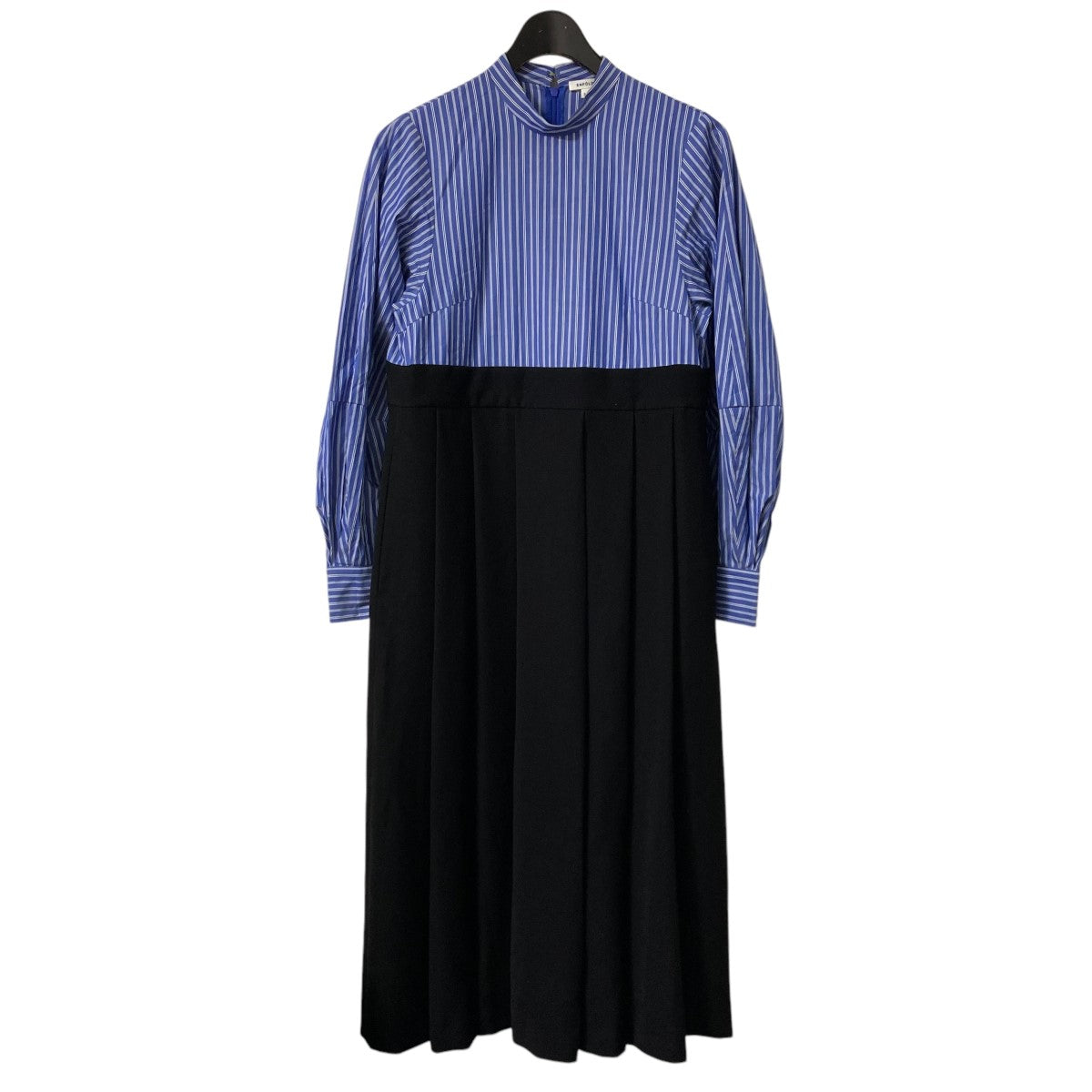 ENFOLD(エンフォルド) KNIT-LAYERED PLEATS DRESS ストライプ