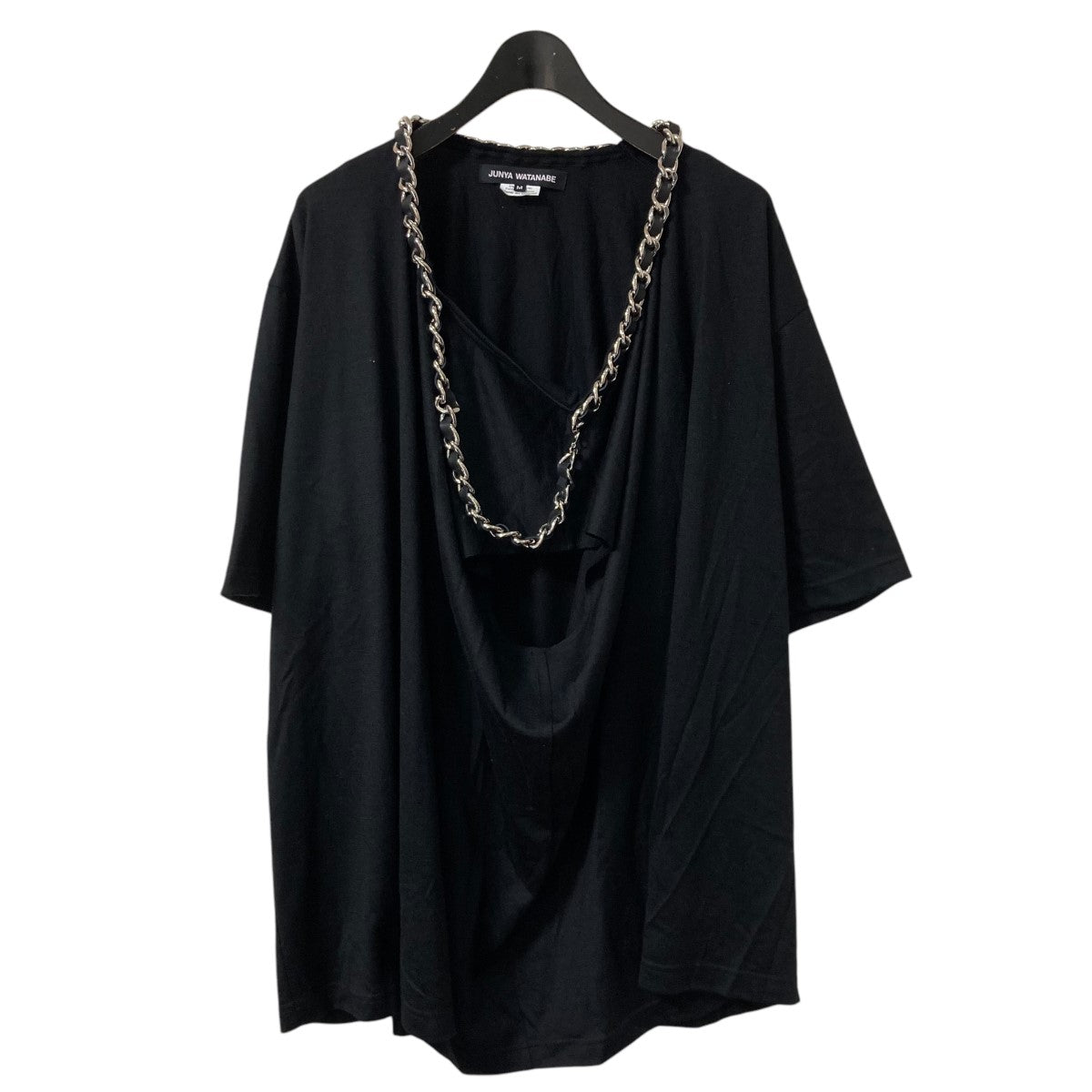 ジュンヤワタナベ23SS パールネックレスブラック半袖TシャツSサイズ.