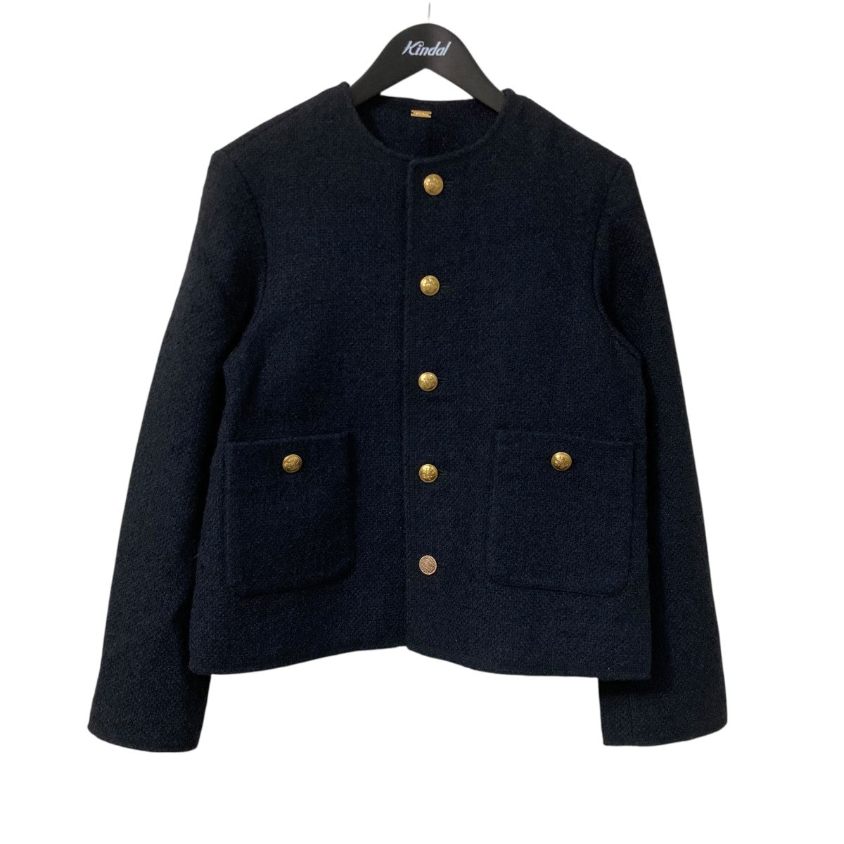 Mila Owen(ミラオーウェン) 金釦ノーカラーツイードジャケットノー