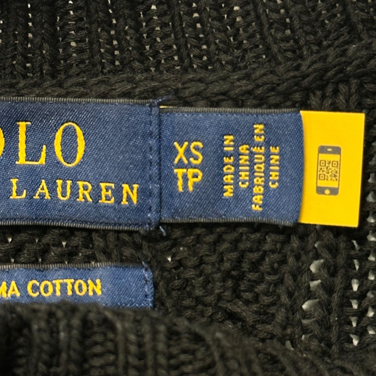 Polo Ralph Lauren ブラック 半袖ケーブルニット Sサイズ POLO RALPH LAUREN(ポロラルフローレン) ビーデッド Big Pony