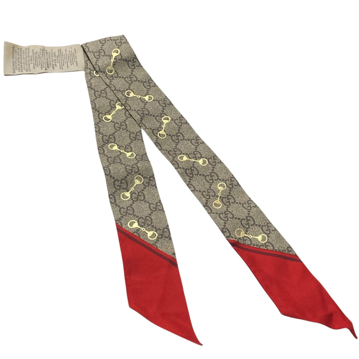 GUCCI　ネックボウ シルク正規品 グッチ ヘリテージ プリント シルク ネックボウバーガンディ