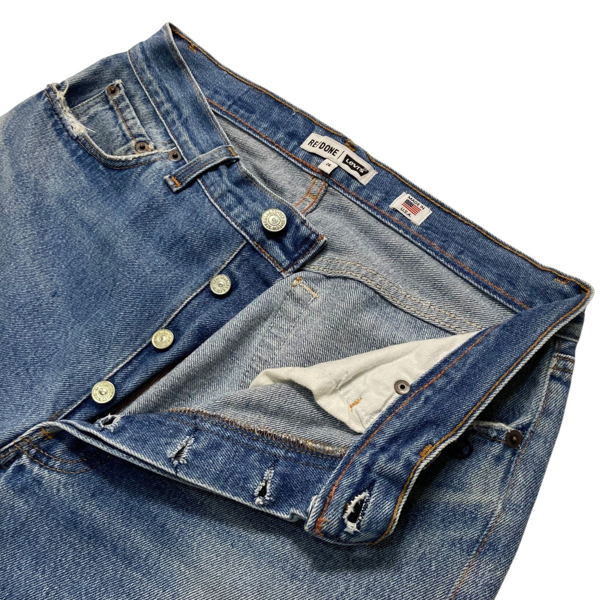 RE／DONE RELAXED STRAIGHTダメージデニムパンツ15030510007230 古着・中古-3枚目のアイテム画像