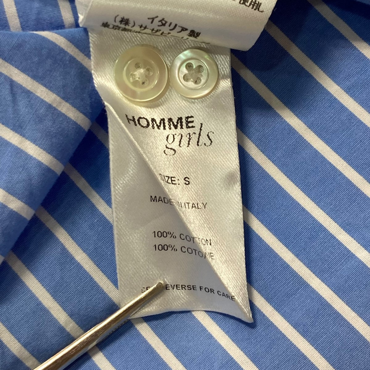 オムガールズ HOMME GIRLS ストライプシャツ 3310700356 スカイブルー サイズ：S HOMME GIRLS(オムガールズ) ストライプシャツ3310700356