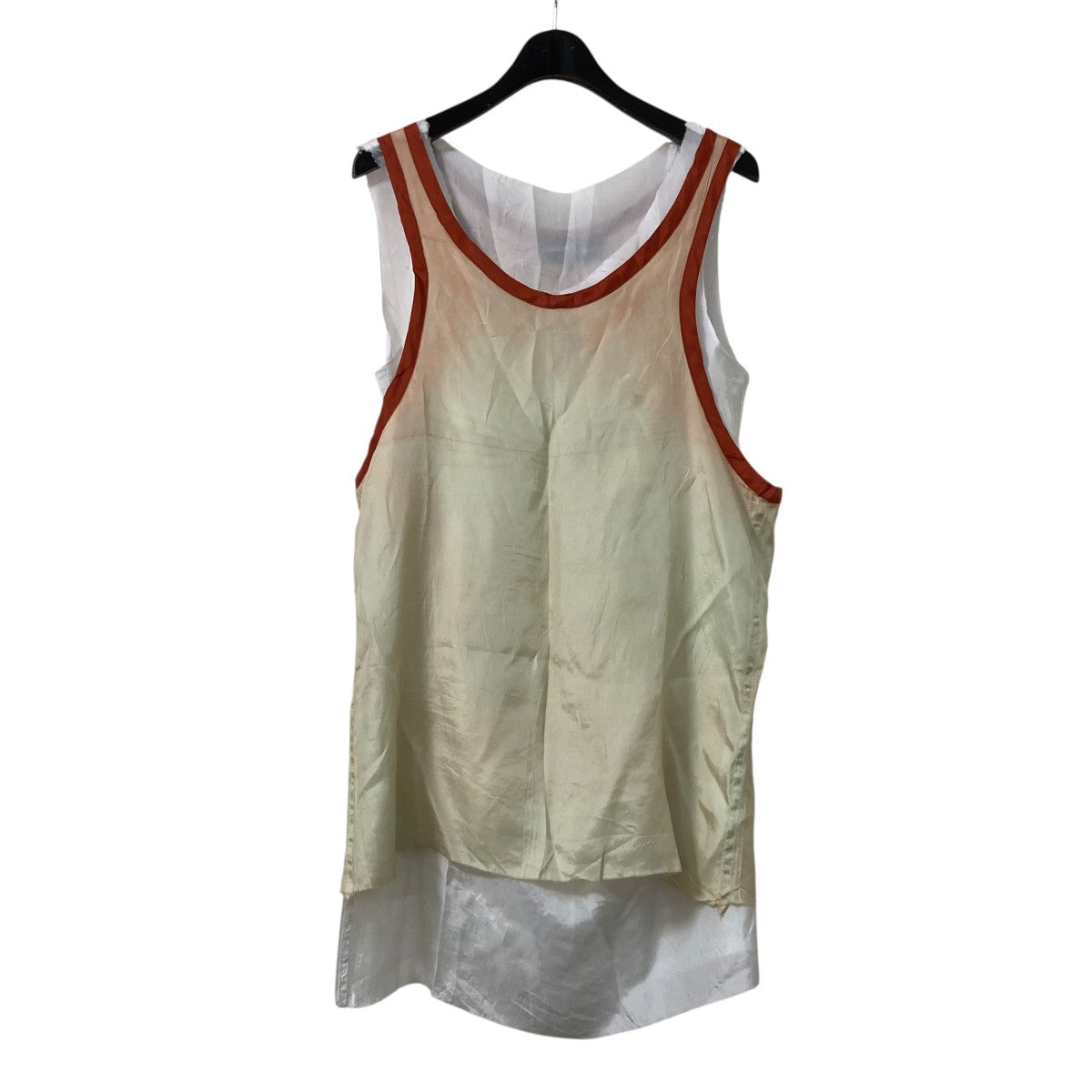エドワード・カミング EDWARD CUMING 22SS VISCOSE TANK TOP ペチコート付き タンクトップ カーキ サイズ：3 EDWARD CUMING(エドワード・カミング) 22SSVISCOSE TANK TOP