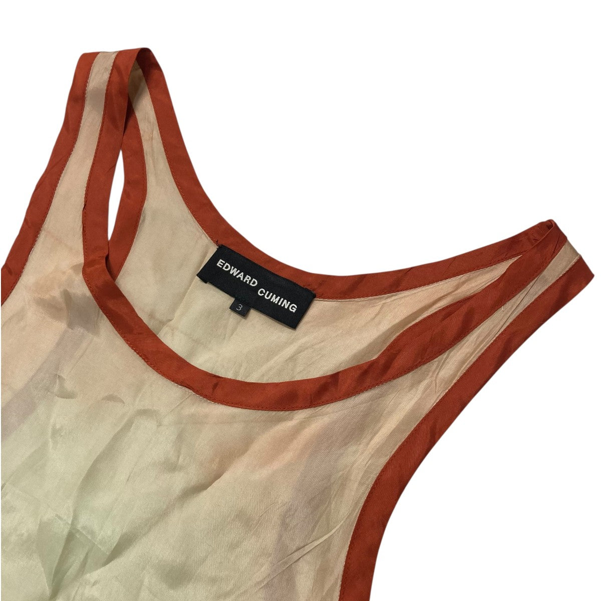 エドワード・カミング EDWARD CUMING 22SS VISCOSE TANK TOP ペチコート付き タンクトップ カーキ サイズ：3 EDWARD CUMING(エドワード・カミング) 22SSVISCOSE TANK TOP