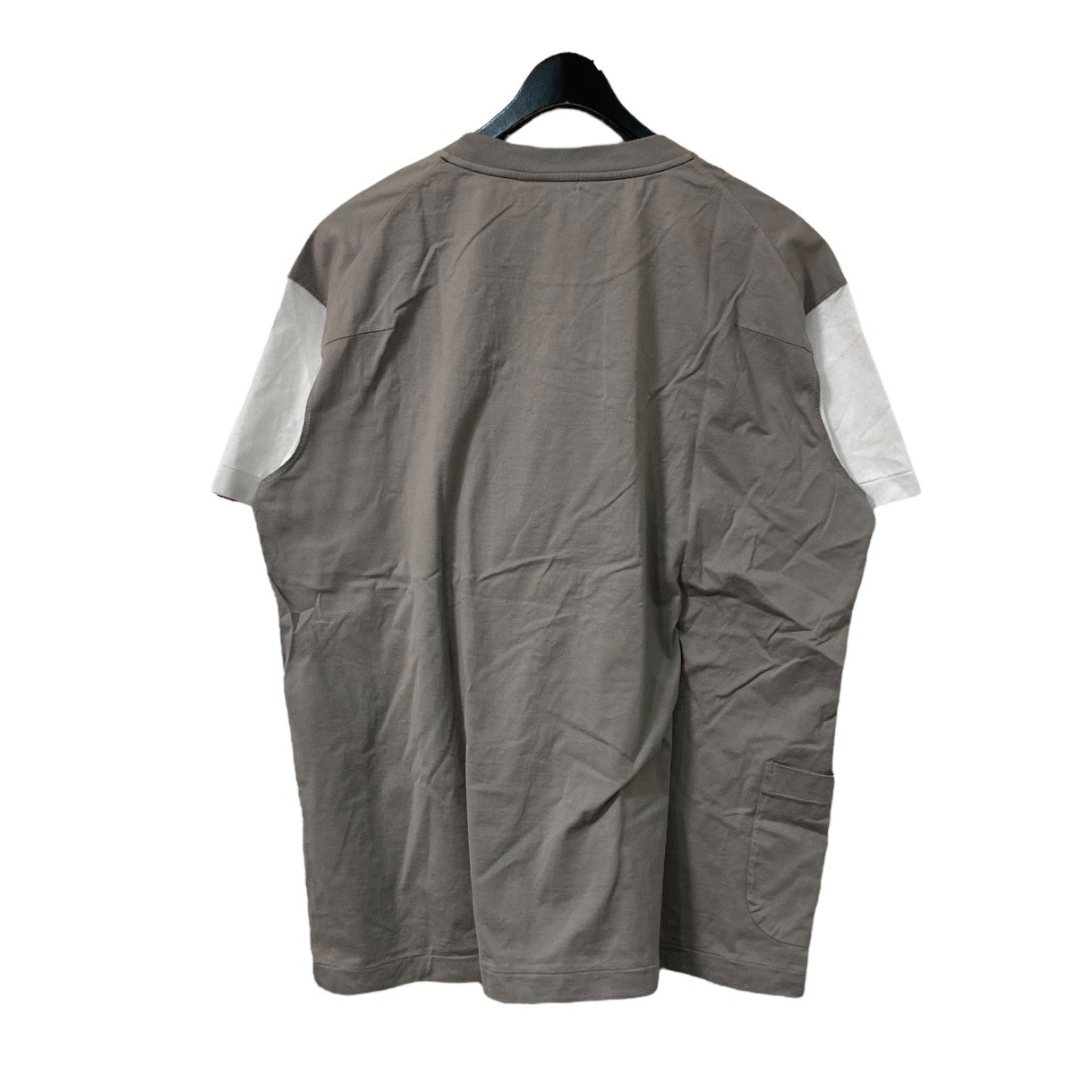 sunsea リネン グレー 半袖Tシャツ ポケット付き AZ-02-001 リネンコットン プレーティングTシャツ：アッシュ