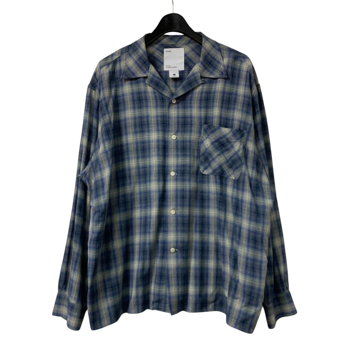ALONE(アローン) Rayon Shirt Check Longチェックシャツ ブルー