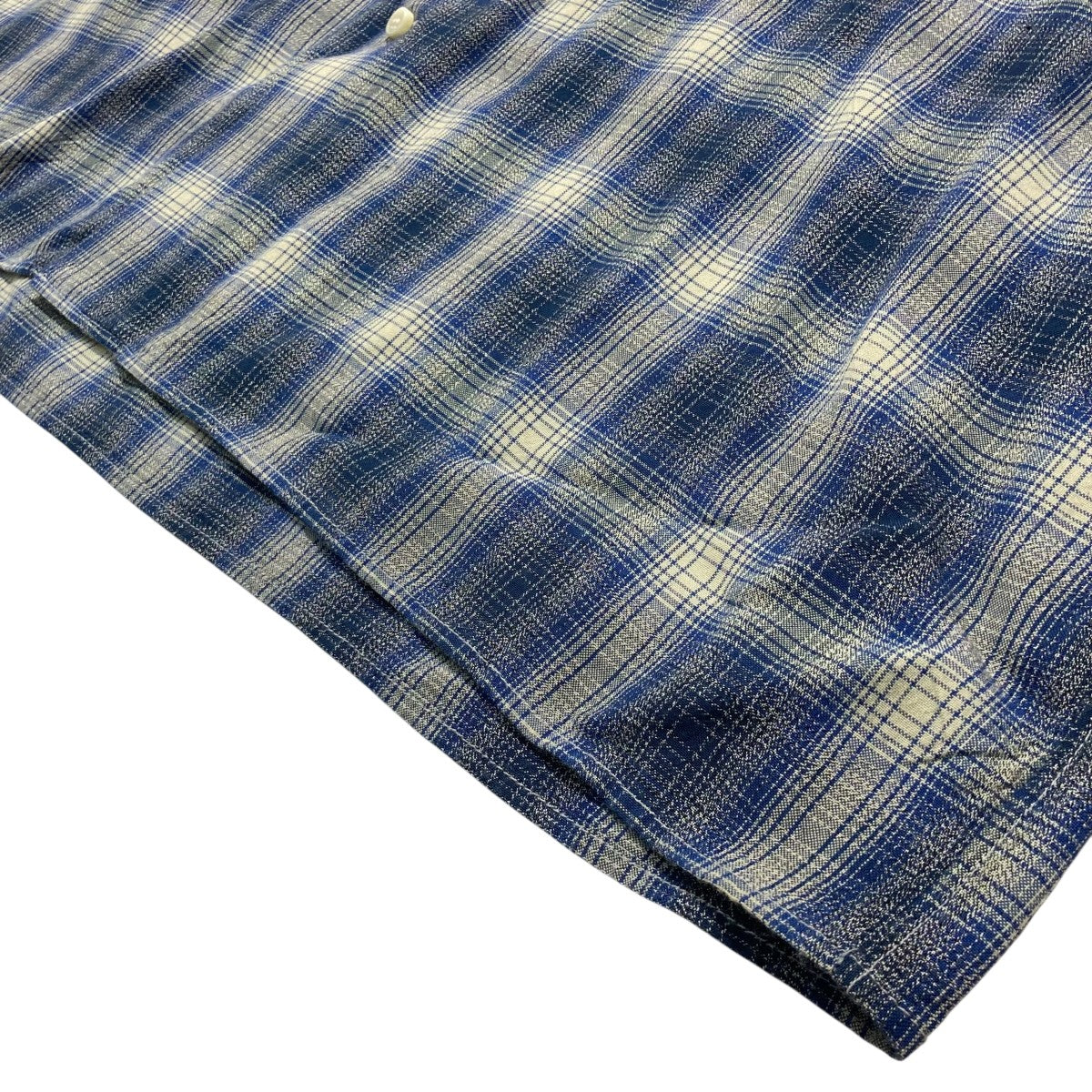 ALONE(アローン) Rayon Shirt Check Longチェックシャツ ブルー