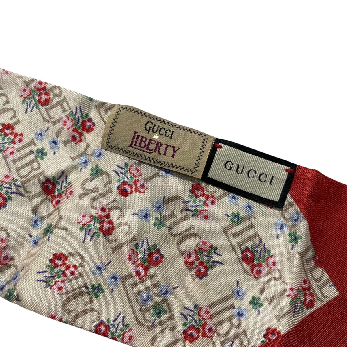 GUCCI(グッチ) LIBERTYスカーフ レッド×ホワイト｜【公式