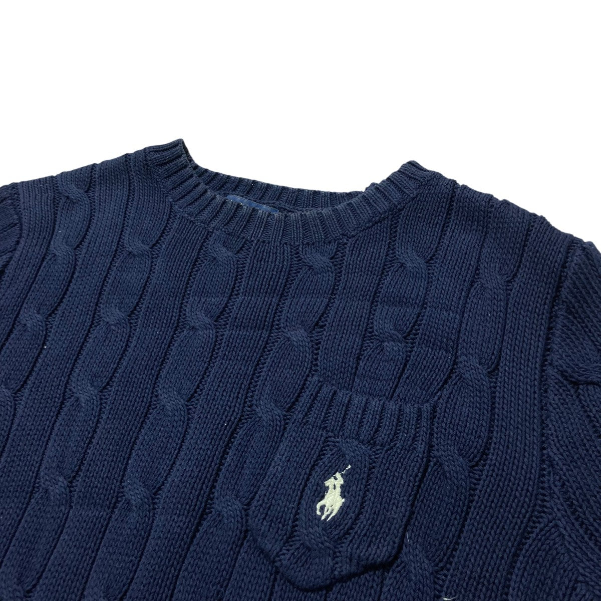 ポロラルフローレン ネイビー 半袖 コットンニット L Ralph Lauren POLO RALPH LAUREN(ポロラルフローレン) コットン半袖ニット