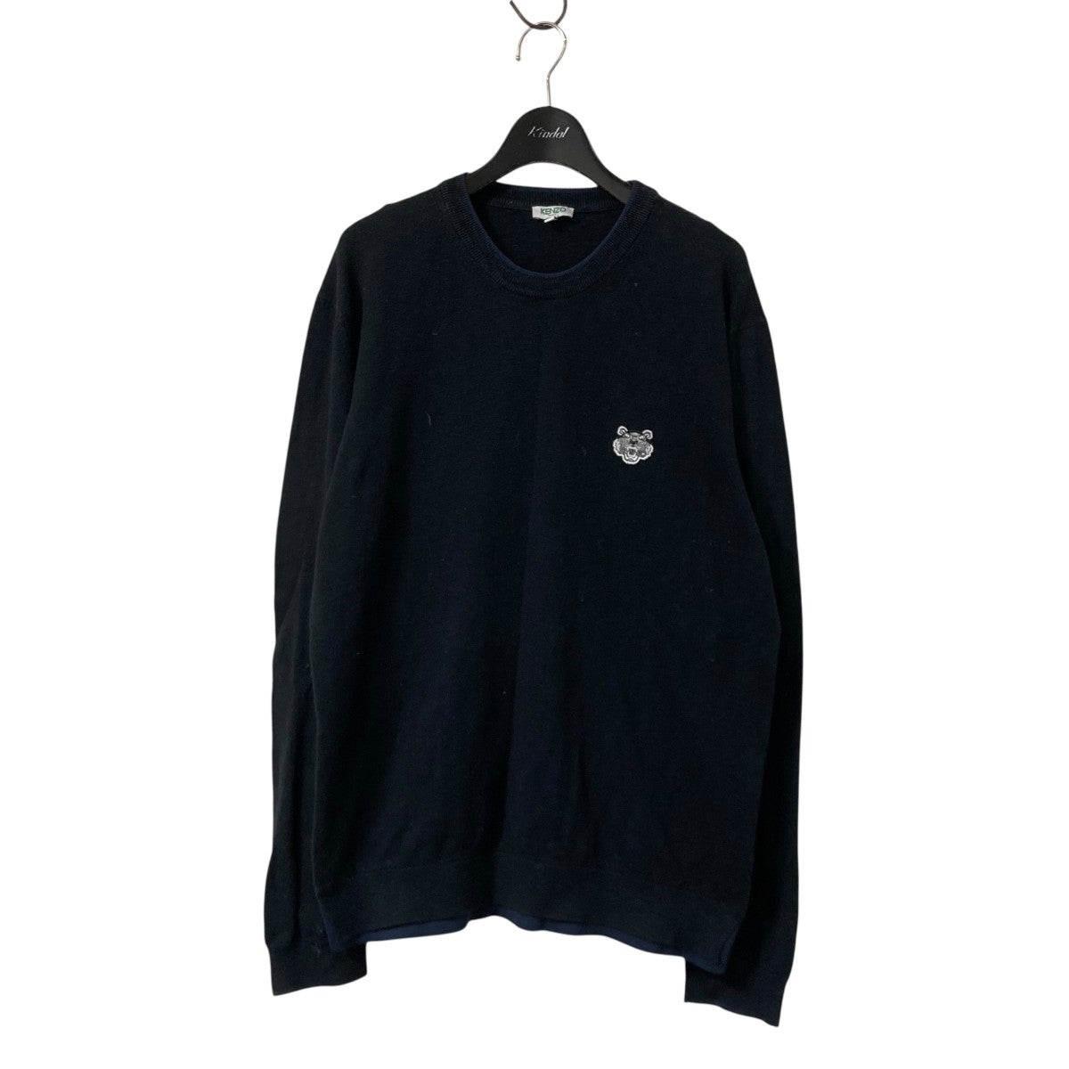 KENZO ブラック トラ刺繍 カーディガン M ケンゾー KENZO（ケンゾー）の「'Tiger Varsity' 刺繍 カーディガン