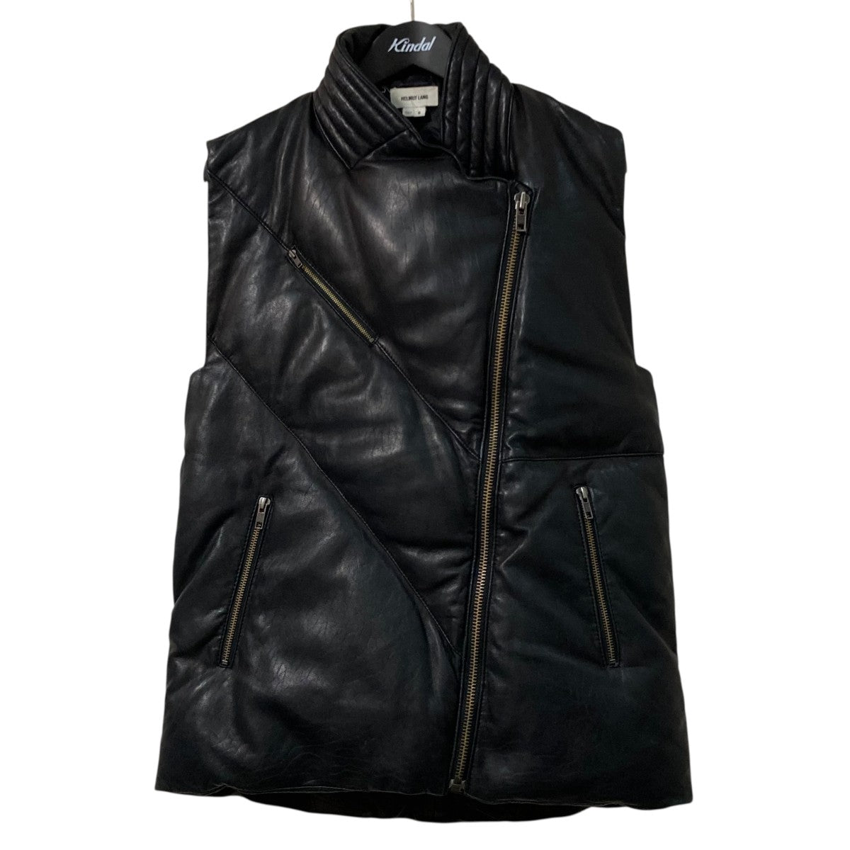 HELMUT LANG Lambskin Leather Puffer Oversized VestレザーダウンベストE07HW405 古着・中古-1枚目のアイテム画像