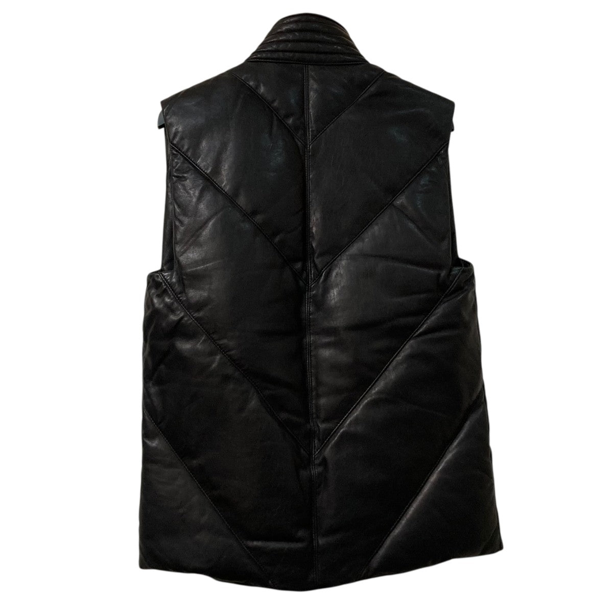 HELMUT LANG Lambskin Leather Puffer Oversized VestレザーダウンベストE07HW405 古着・中古-2枚目のアイテム画像