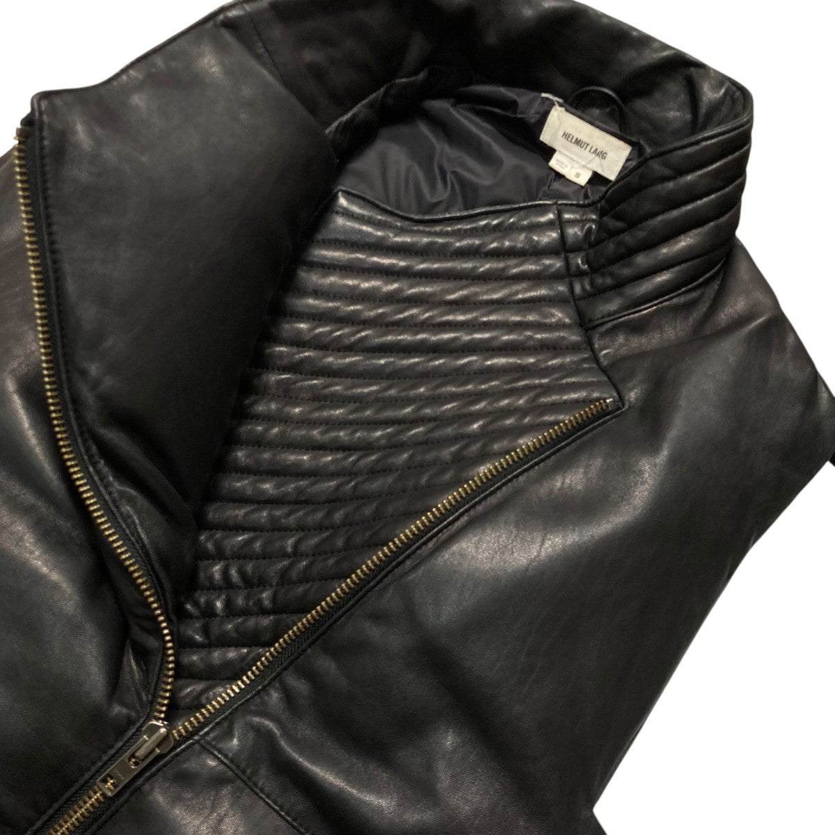 HELMUT LANG Lambskin Leather Puffer Oversized VestレザーダウンベストE07HW405 古着・中古-4枚目のアイテム画像
