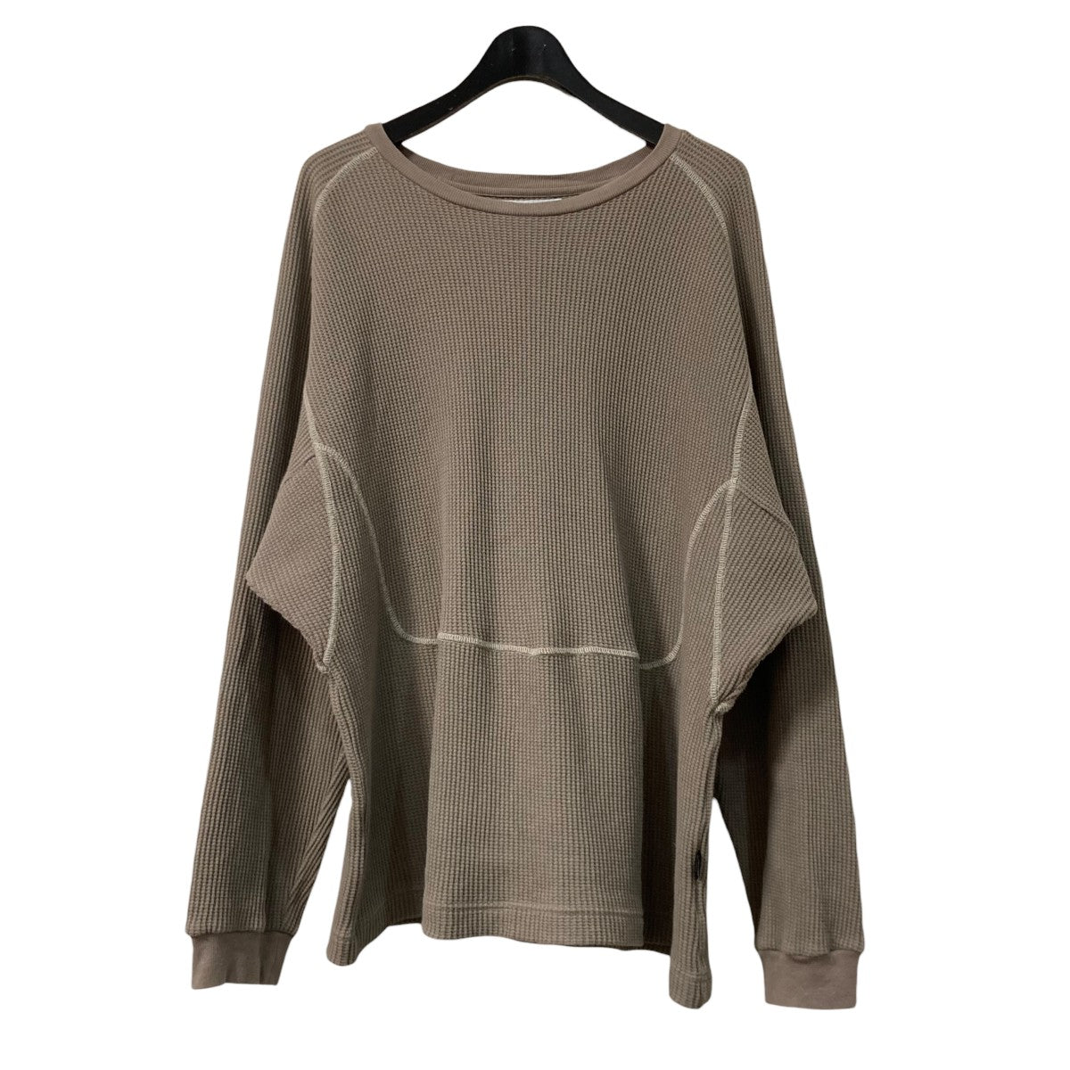 CABARET POVAL Fabien Waffle Top Khakiロングスリーブカットソー24SS PVA CS01 古着・中古-1枚目のアイテム画像