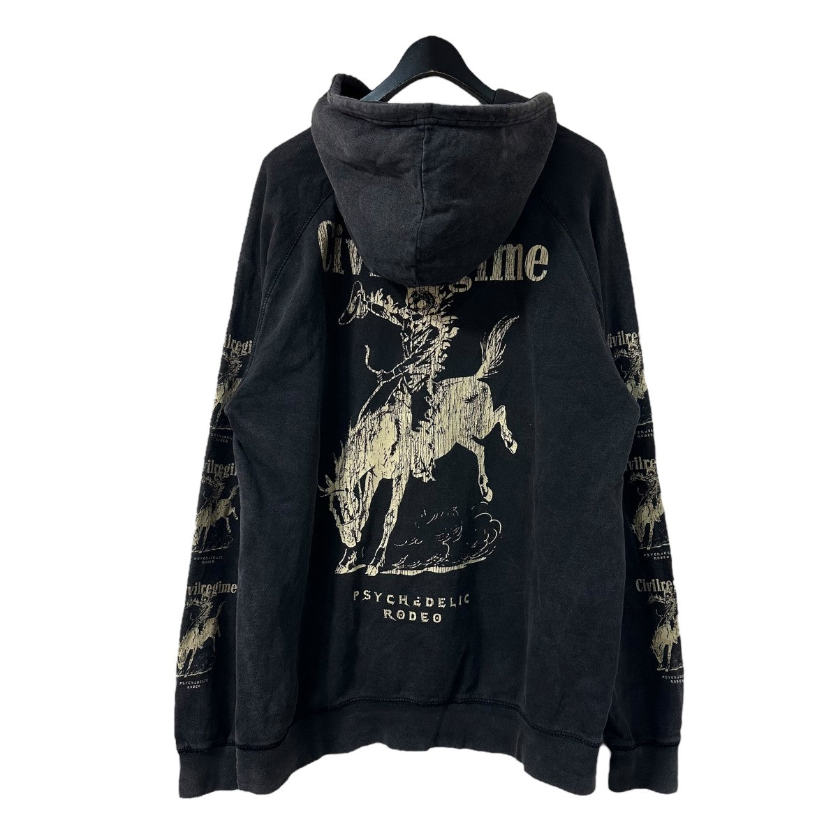 CIVIL REGIME(シビルレジーム) USED加工プリントフーディ グレー