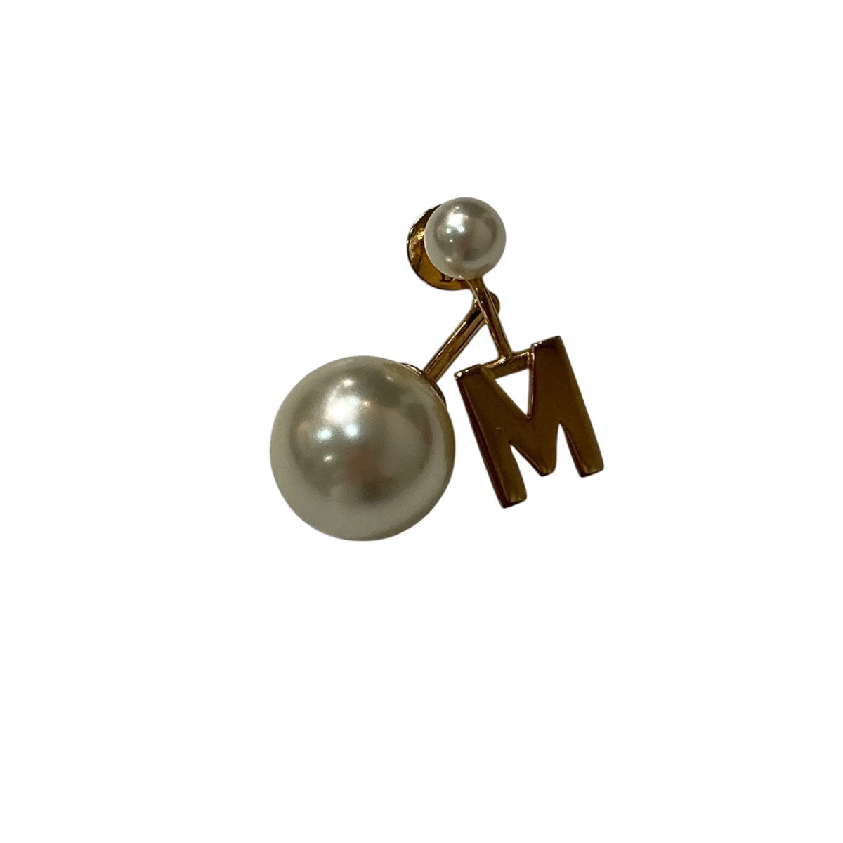 DIOR(ディオール) パールピアス イニシャルM ホワイト×ゴールド