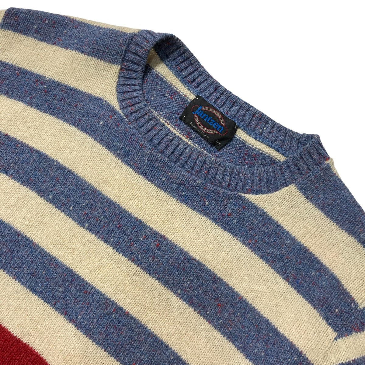 珍カラー vintage 80s usa製 ブルー×オリーブ ボーダーカットソー 珍カラー vintage 80s usa製 ブルー×オリーブ ボーダー