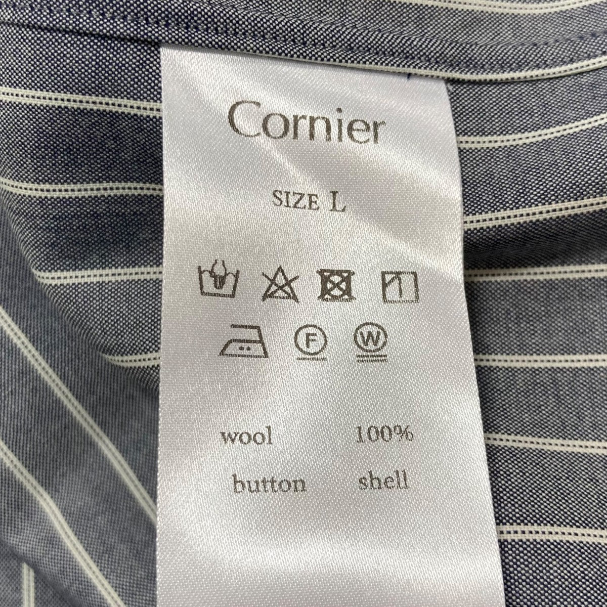 CORNIER(コルニエ) Super180's WOOL STRIPE SHIRTSストライプシャツ