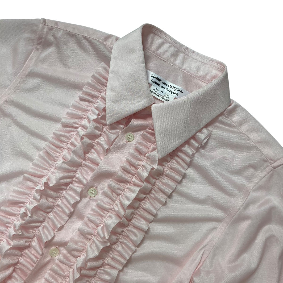 2025SS コムコム　コムデギャルソン　ピンク シースルー フリル シャツ COMME des GARCONS COMME des GARCONS(コムデギャルソン