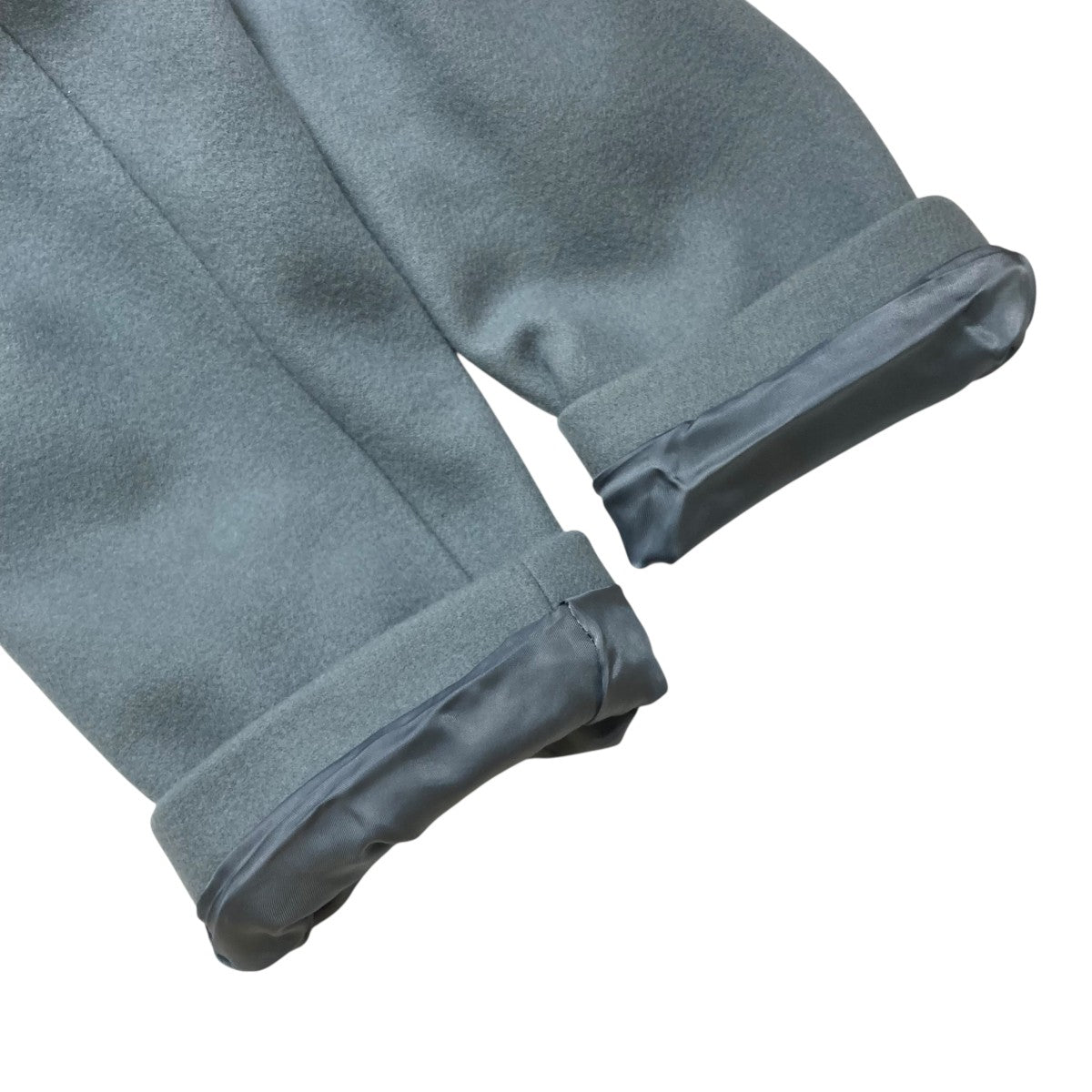 美品▲定価8.6万▲YLEVEイレーヴ//メルトンノーカラーウールコート▲グレー YLEVE(イレーヴ) super100's ダブルメルトンノーカラーコート