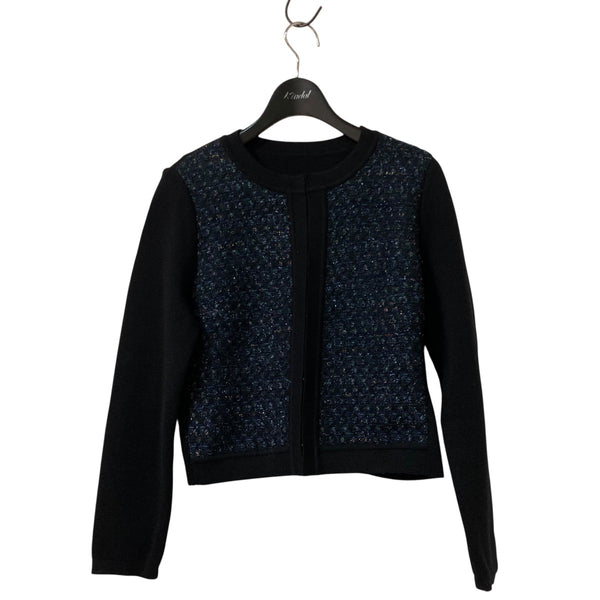 ANAYI レーヨンナイロン 天竺 クルーネックカーディガン 黒 ANAYI（アナイ） カーディガン レーヨンナイロン天竺クルーネック