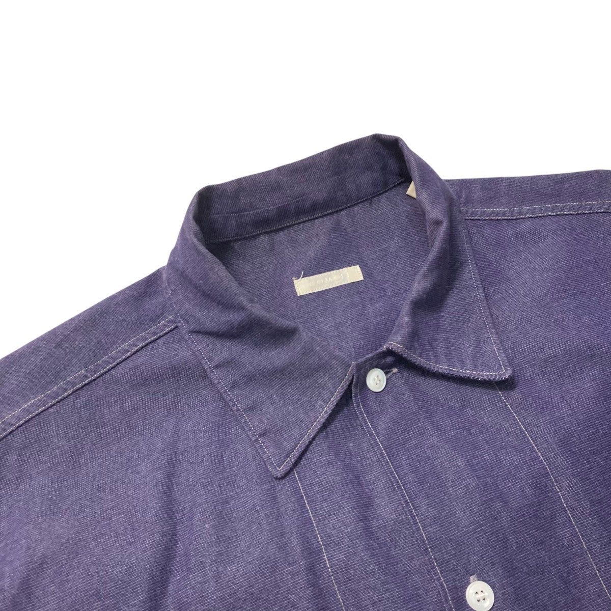 美品＊COMOLI コモリ コットンバンドカラーシャツ 0 パープル系 日本製 美品＊COMOLI コモリ コットンバンドカラーシャツ 0 パープル系