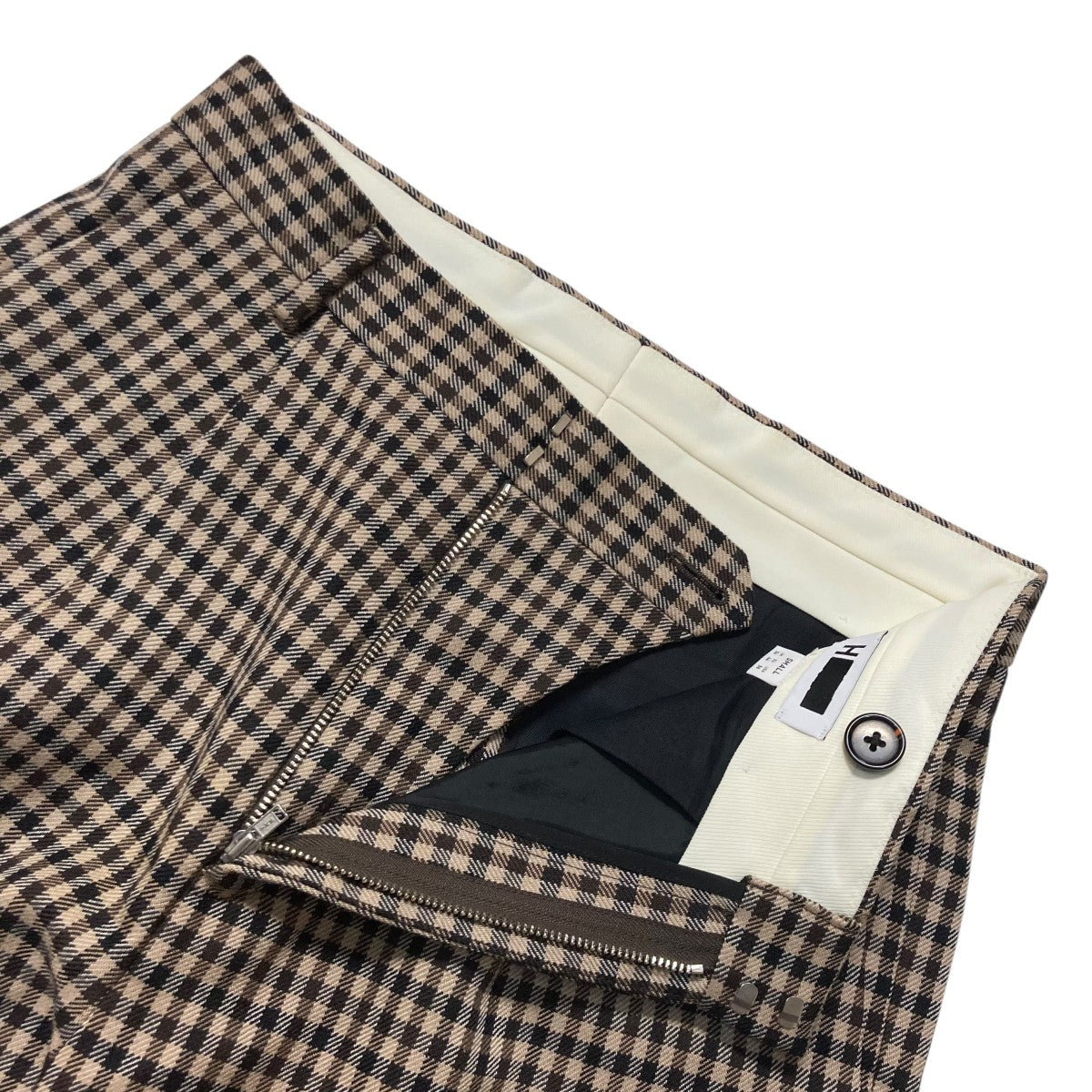 チェック柄パンツ サイズ2 ベージュ/ブラック チェックパンツ パンツ メンズ ボトムス ロング 送料無料・再販