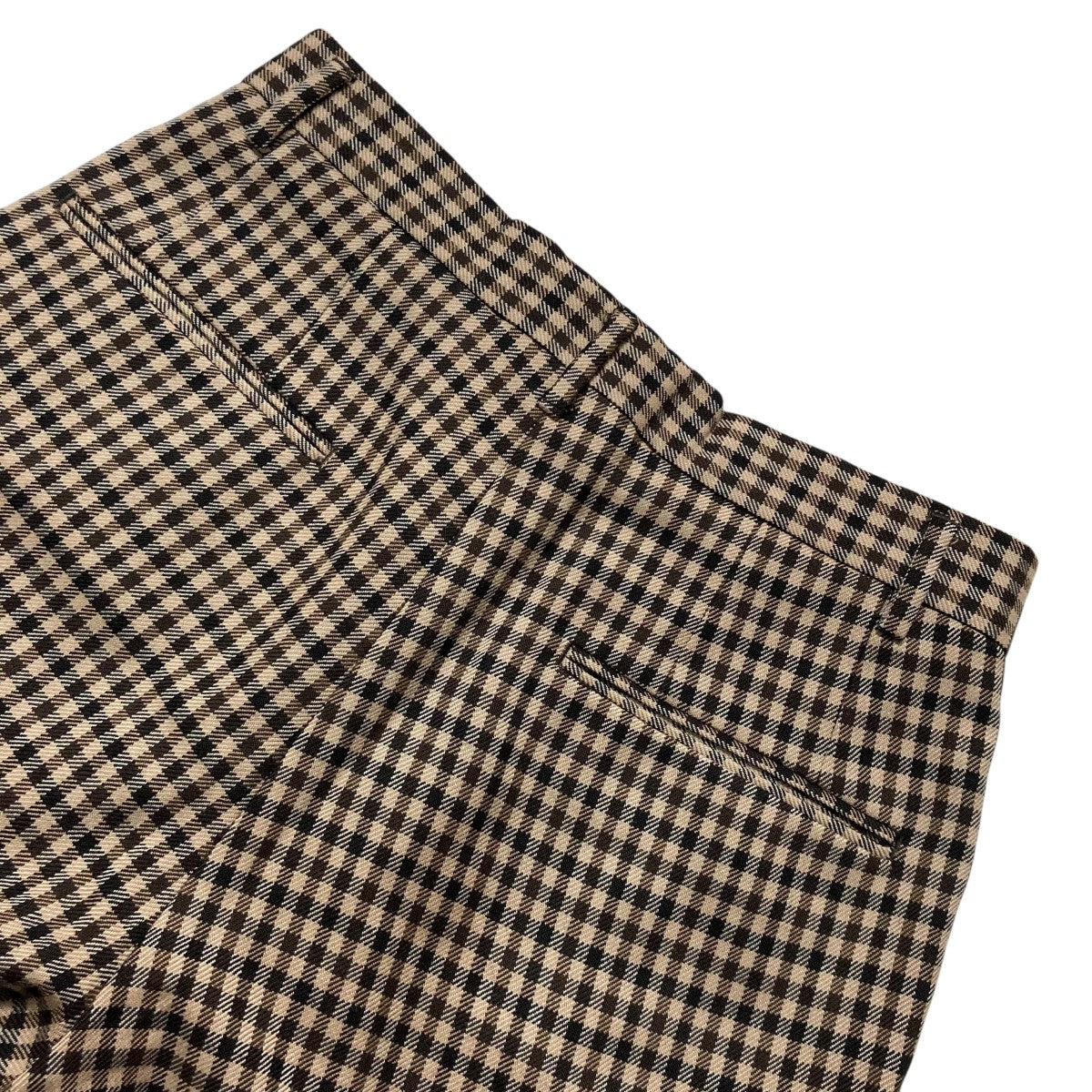 チェック柄パンツ サイズ2 ベージュ/ブラック H BEAUTY＆YOUTH(エイチビューティアンドユース) CHECK TAPERED