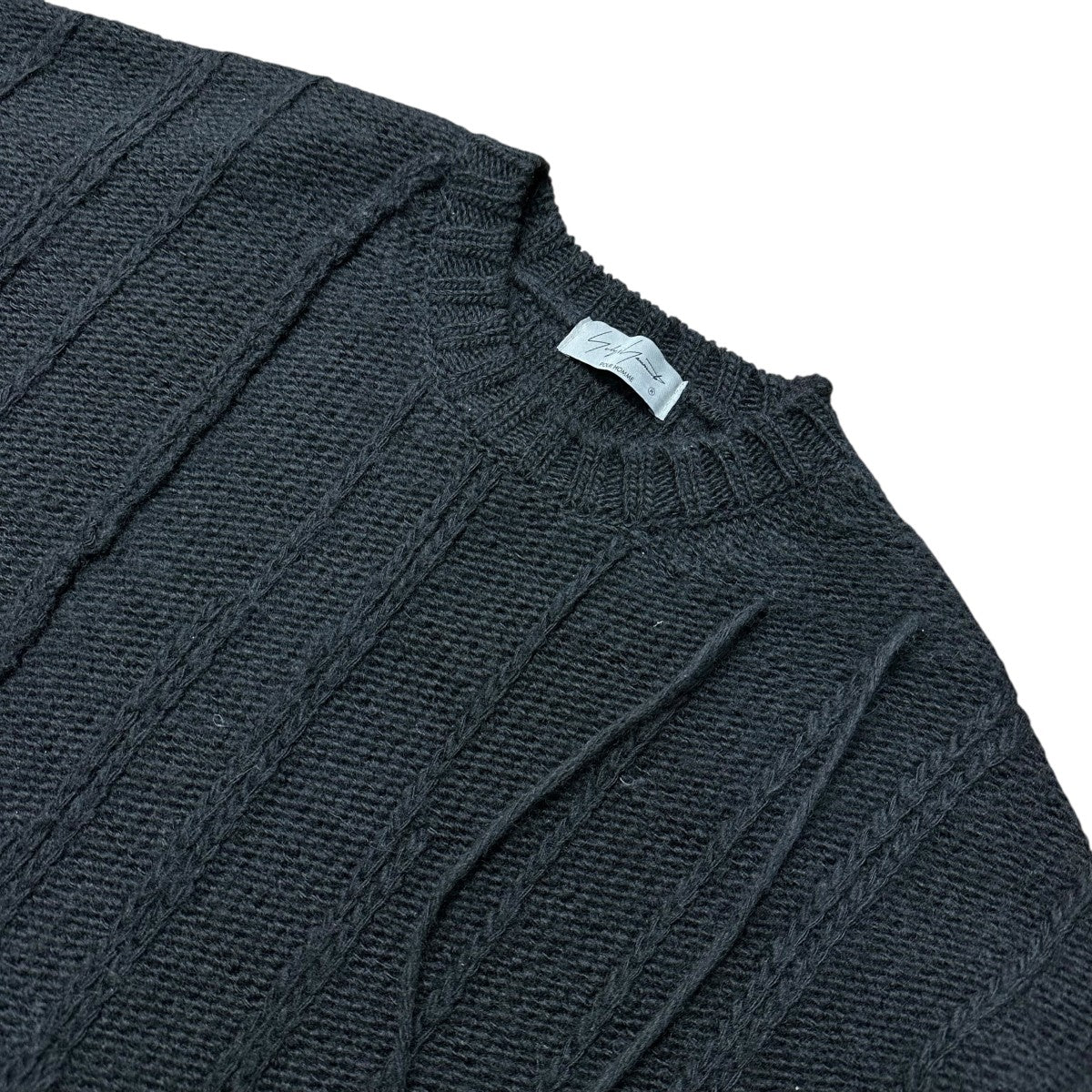 YOHJI YAMAMOTO プルオーバー ニット ヨウジヤマモト　ブラック Yohji Yamamoto pour homme(ヨウジヤマモトプールオム) 糸ふらし