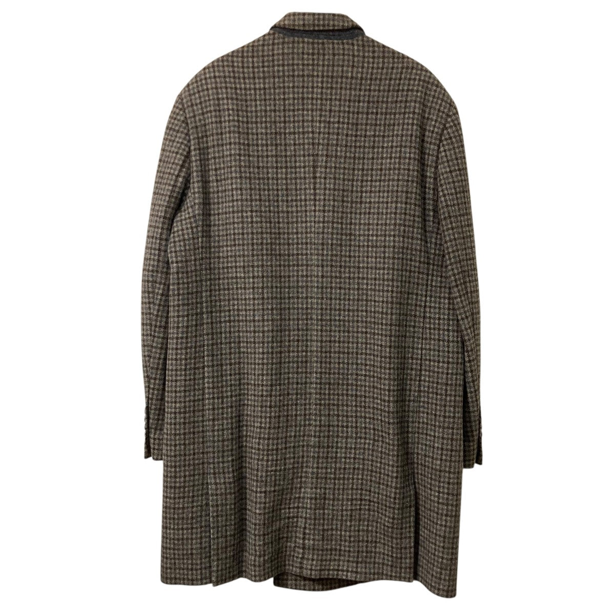 ウールチェックダブルブレストコートロングコート534053
