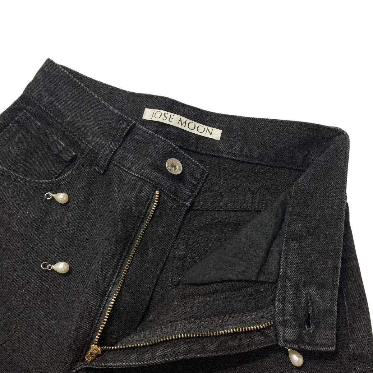 JOSE MOON(ジョゼムーン) WIDE DENIM PANTS with PEARLパールワイド