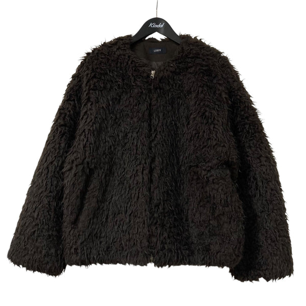 松*枝様 美品 LOEFF ロエフ　ワイルド ボア ブルゾン ブラウン ジャケッ LOEFF(ロエフ) ワイルド ボア ブルゾンノーカラージャケット8886 299