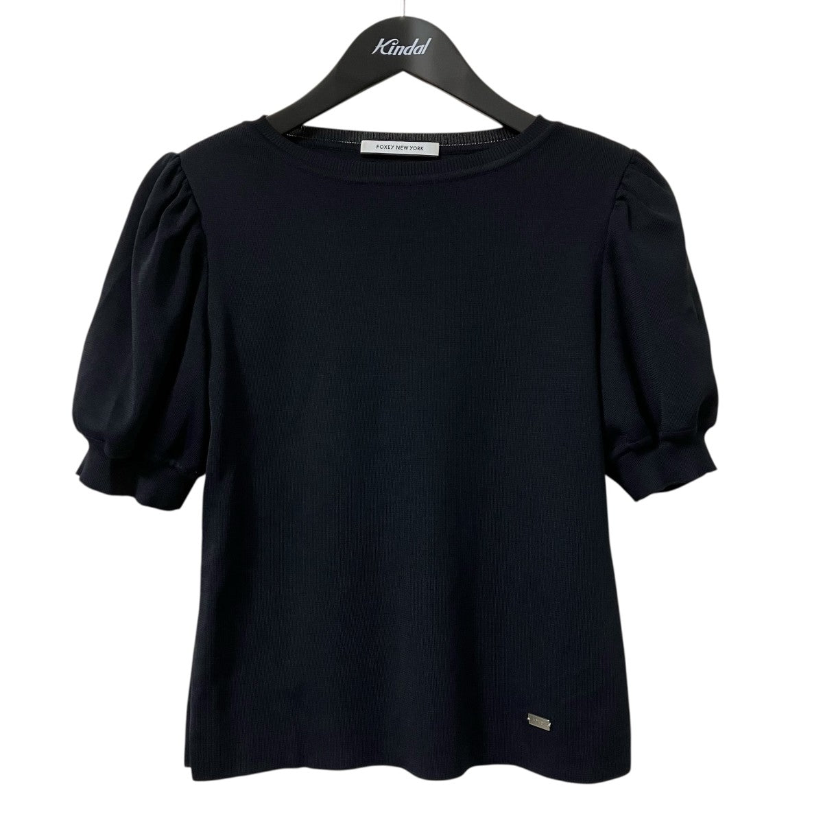 FOXEY NEWYORK ニットトップ アベイル パフスリーブ カットソー ロゴプレート半袖カットソー42768 nsk00604l0 古着・中古-1枚目のアイテム画像