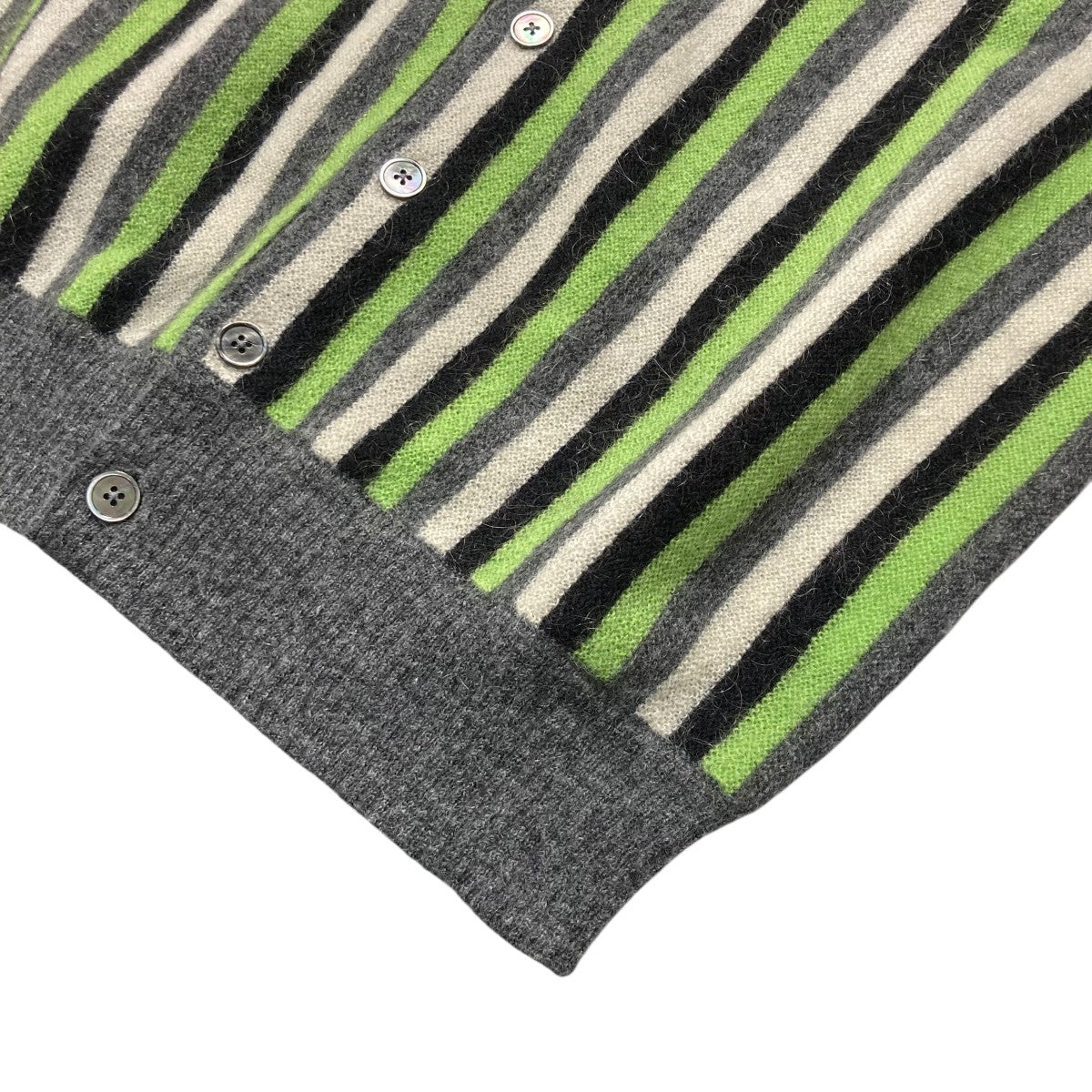 24AWSUPER KID MOHAIR GARTER V CDVネックストライプカーディガンMOCD 4A10