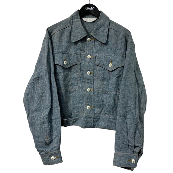 サスクワッチファブリックス サイズ:L  23SS-JKL-008 アシンメトリーデニムジャケット 中古 BS99 SASQUATCHfabrix．(サスクワァッチファブリックス．) 23SSTROPICAL