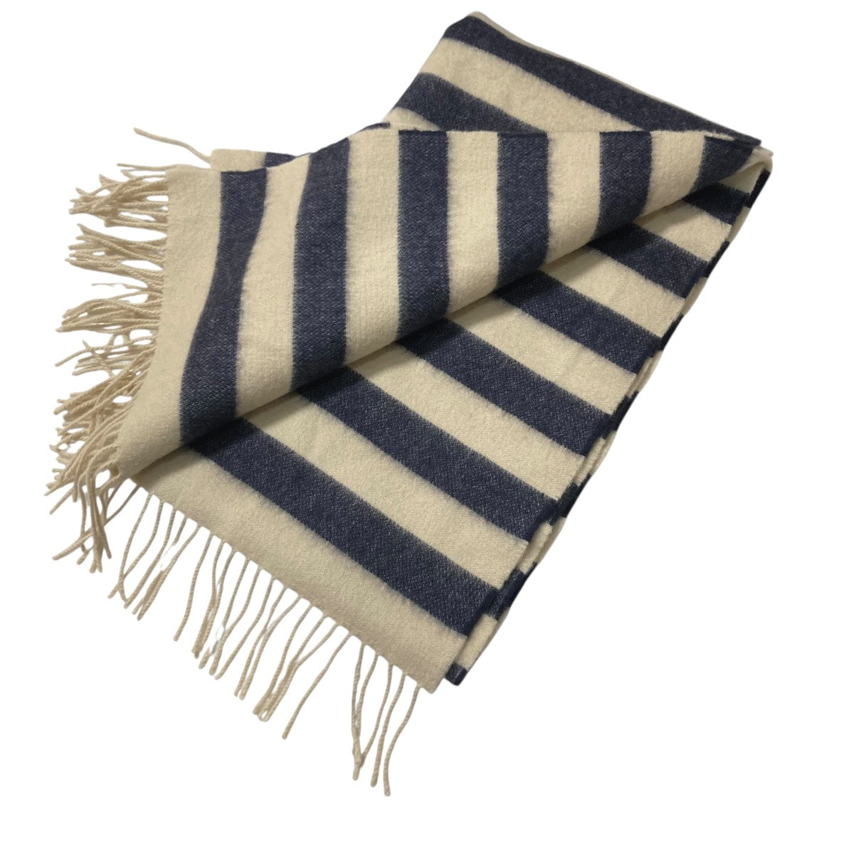 Glen prince(グレンプリンス) カシミヤボーダーマフラー ホワイト