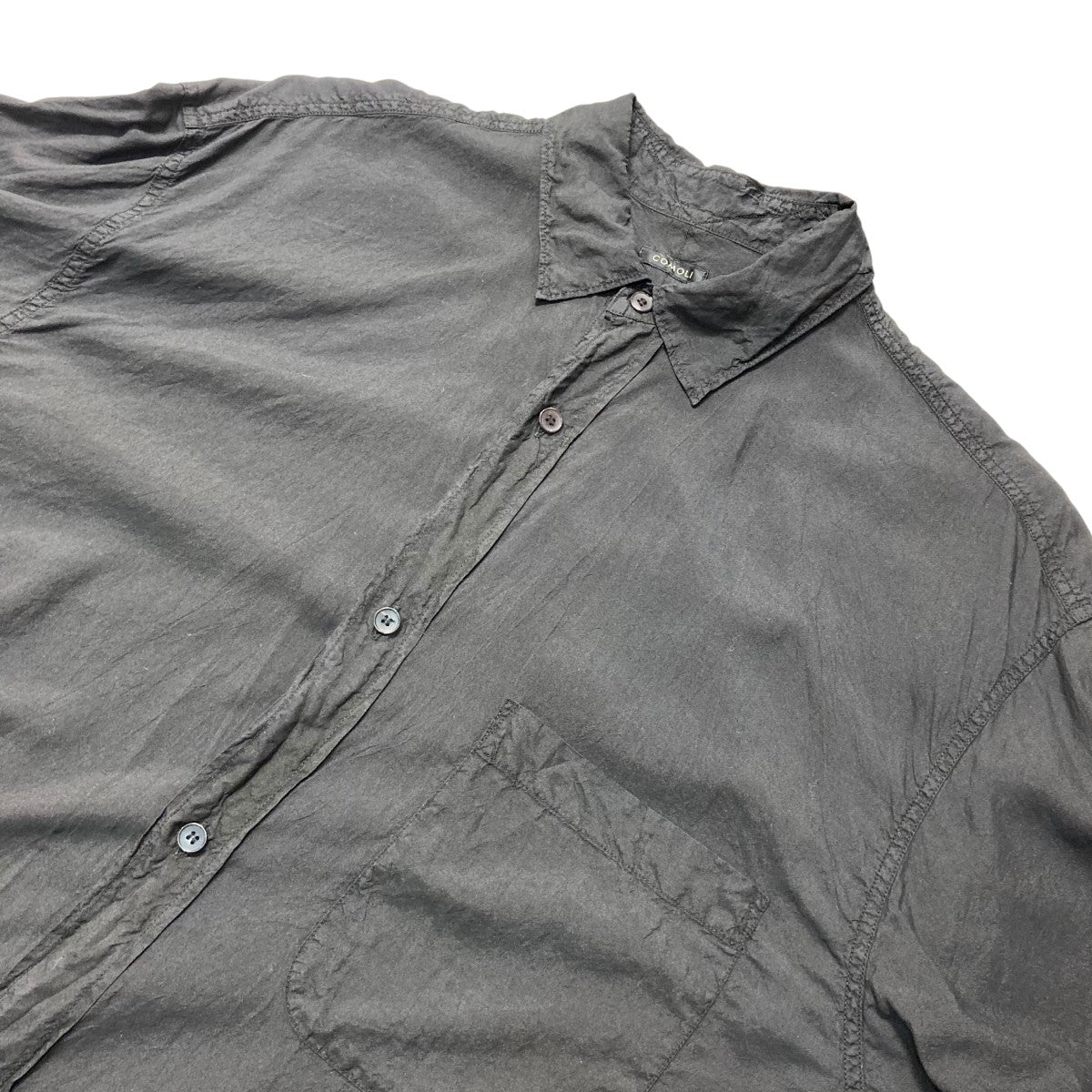 COMOLI(コモリ) 25SSシルク製品染 シャツB01 02014 B01 02014 ブラック